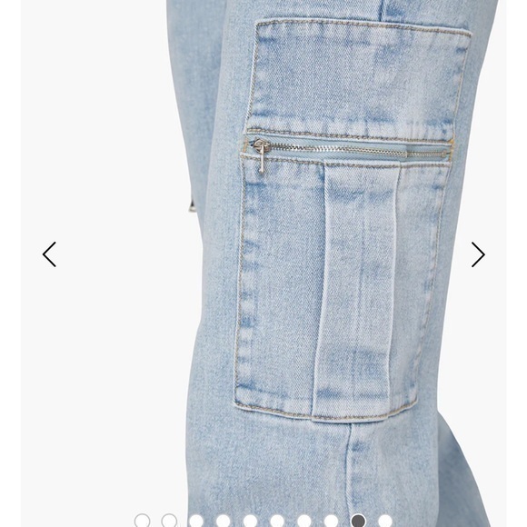 Weworewhat Womens Cargo Jeans Y2K Utility Stretch Denim Straight Jeans M 90s - Picture 9 of 9